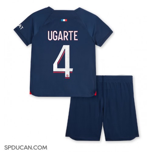 Dječji Nogometni Dres Paris Saint-Germain Manuel Ugarte #4 Domaci 2023-24 Kratak Rukav (+ Kratke hlače)
